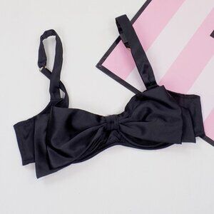 nwt Victoria's Secret black satin giant bow balconette bra lingerie